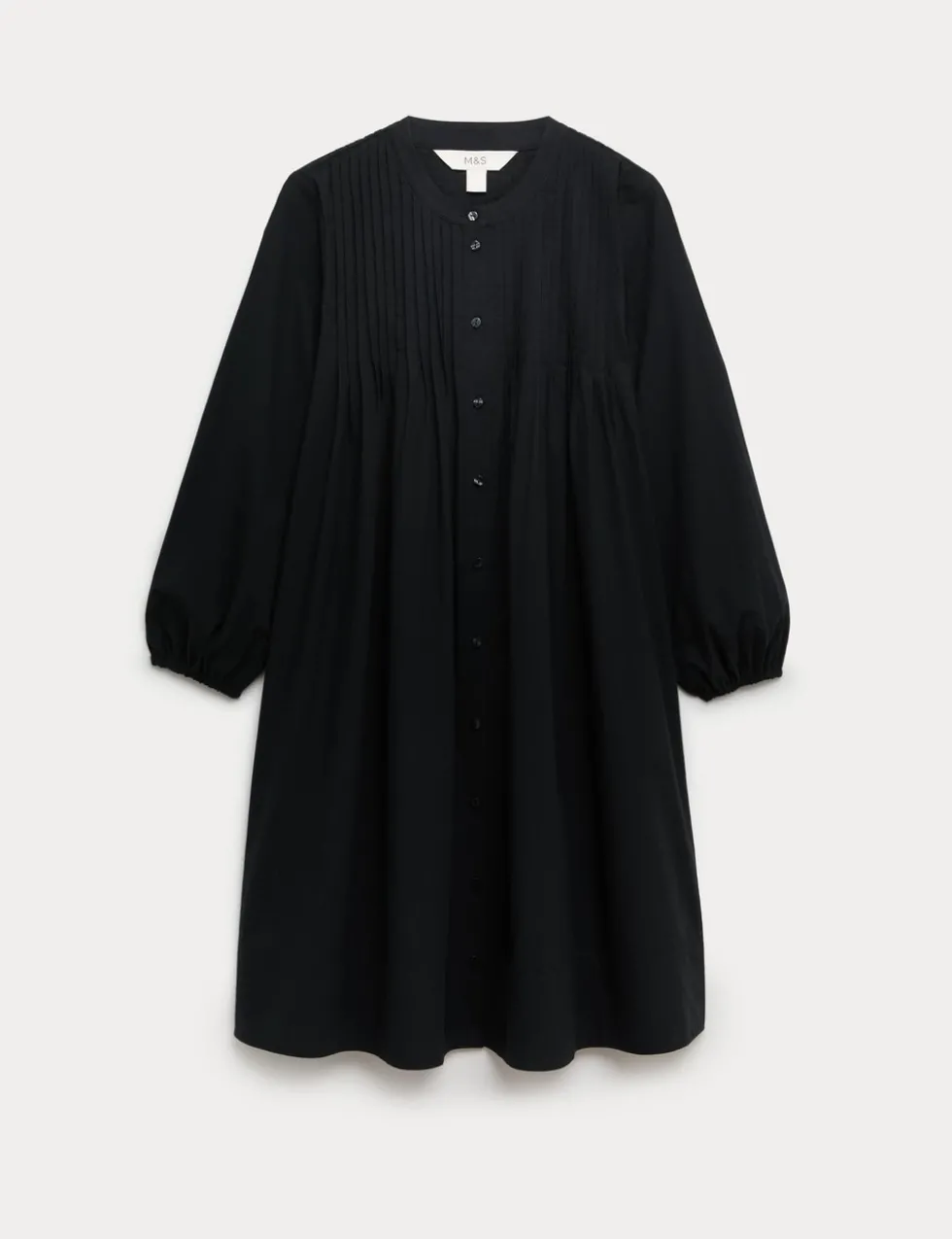 Pure Cotton Pintuck Mini Relaxed Dress