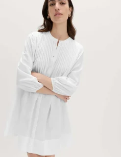 Pure Cotton Pintuck Mini Relaxed Dress