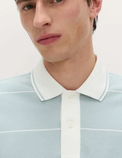 Pure Cotton Pique Striped Polo Shirt