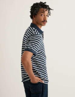 Pure Cotton Pique Striped Polo Shirt
