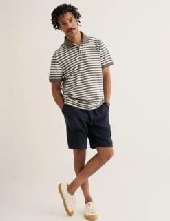 Pure Cotton Pique Striped Polo Shirt