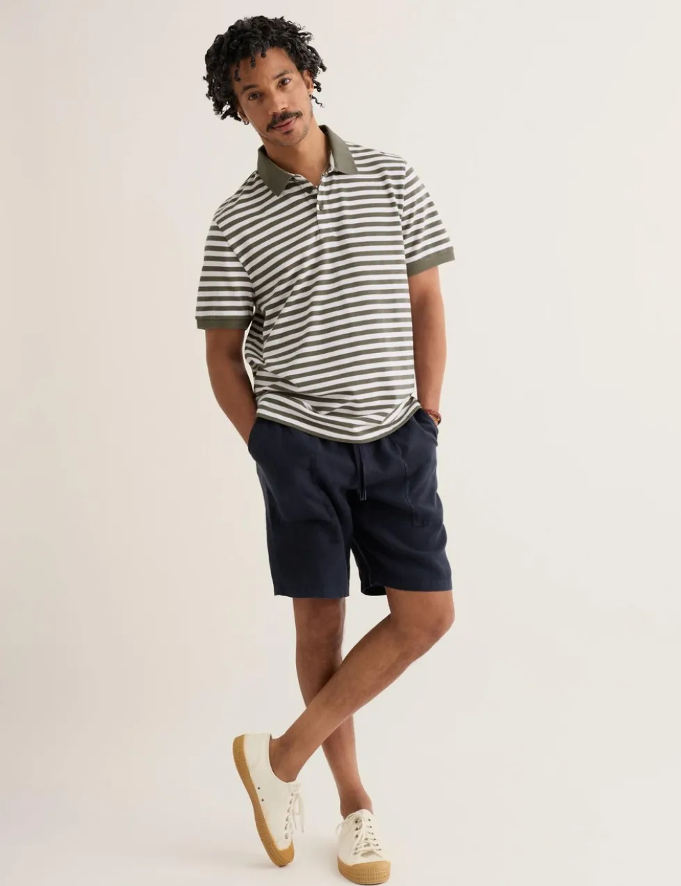 Pure Cotton Pique Striped Polo Shirt