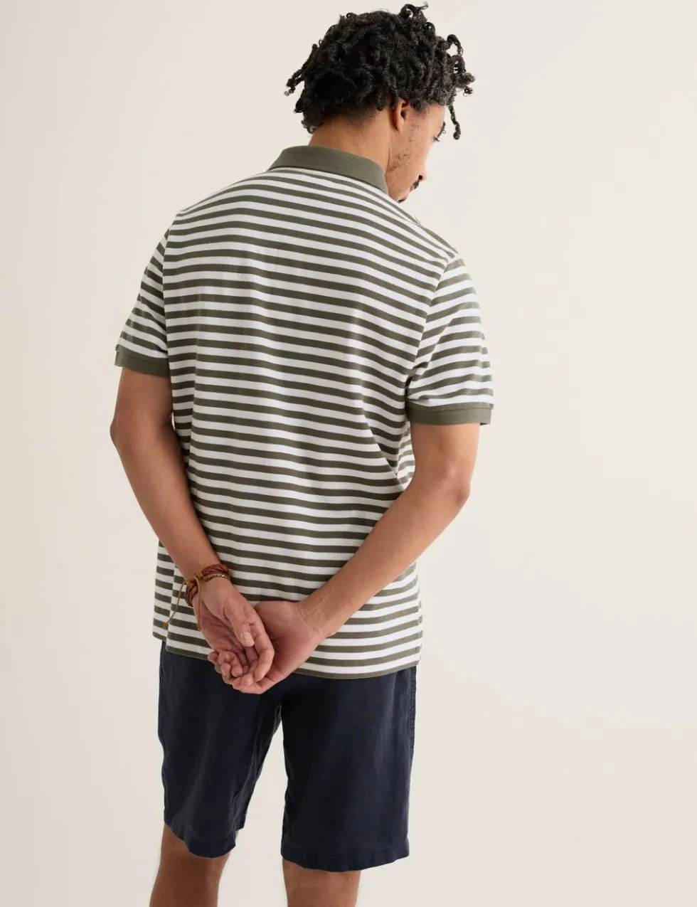 Pure Cotton Pique Striped Polo Shirt