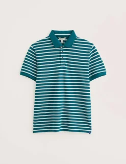 Pure Cotton Pique Striped Polo Shirt