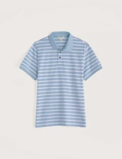 Pure Cotton Pique Striped Polo Shirt