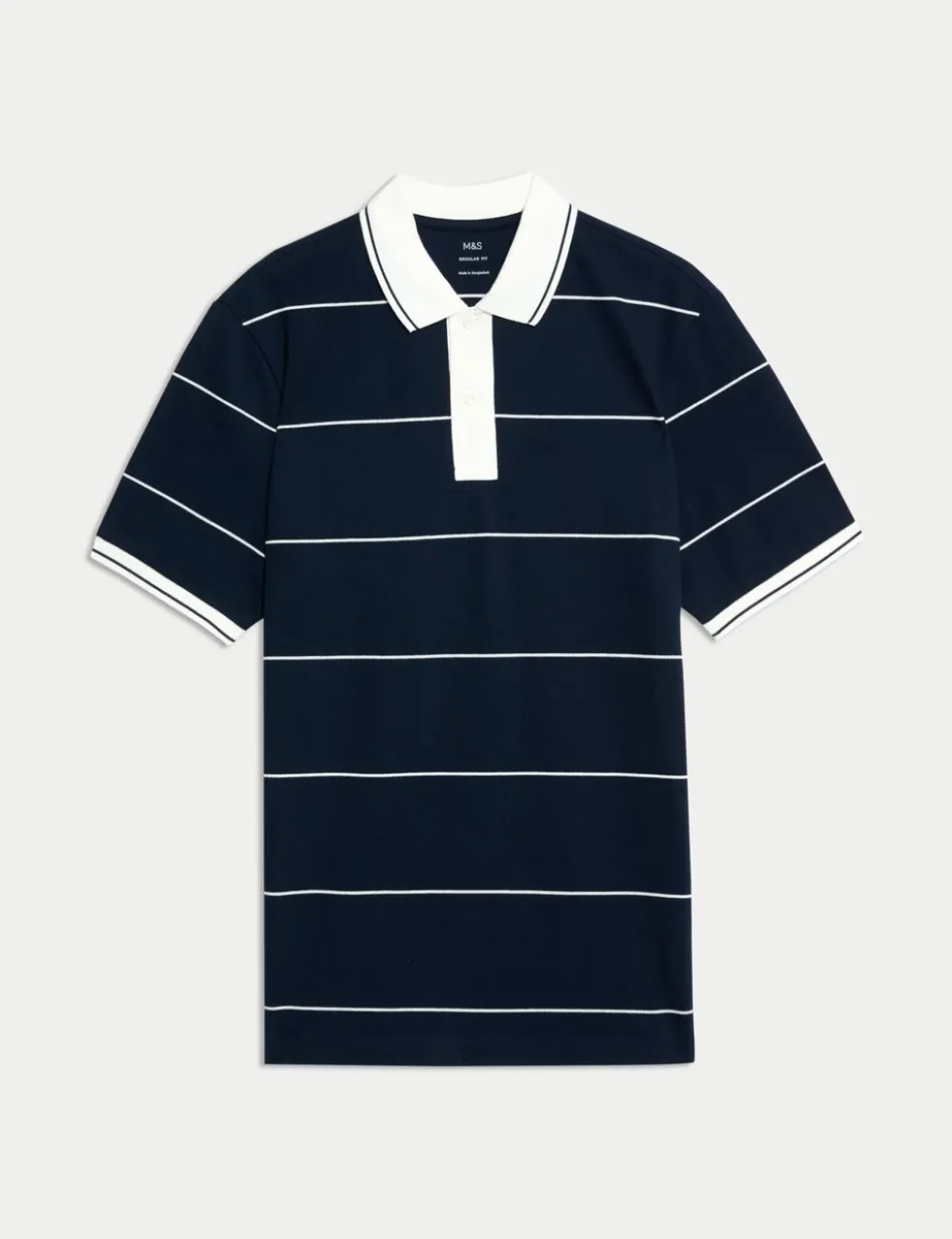 Pure Cotton Pique Striped Polo Shirt