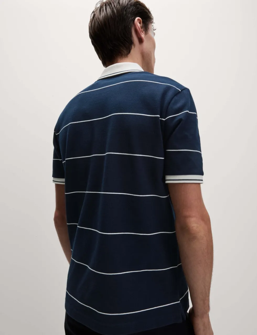 Pure Cotton Pique Striped Polo Shirt