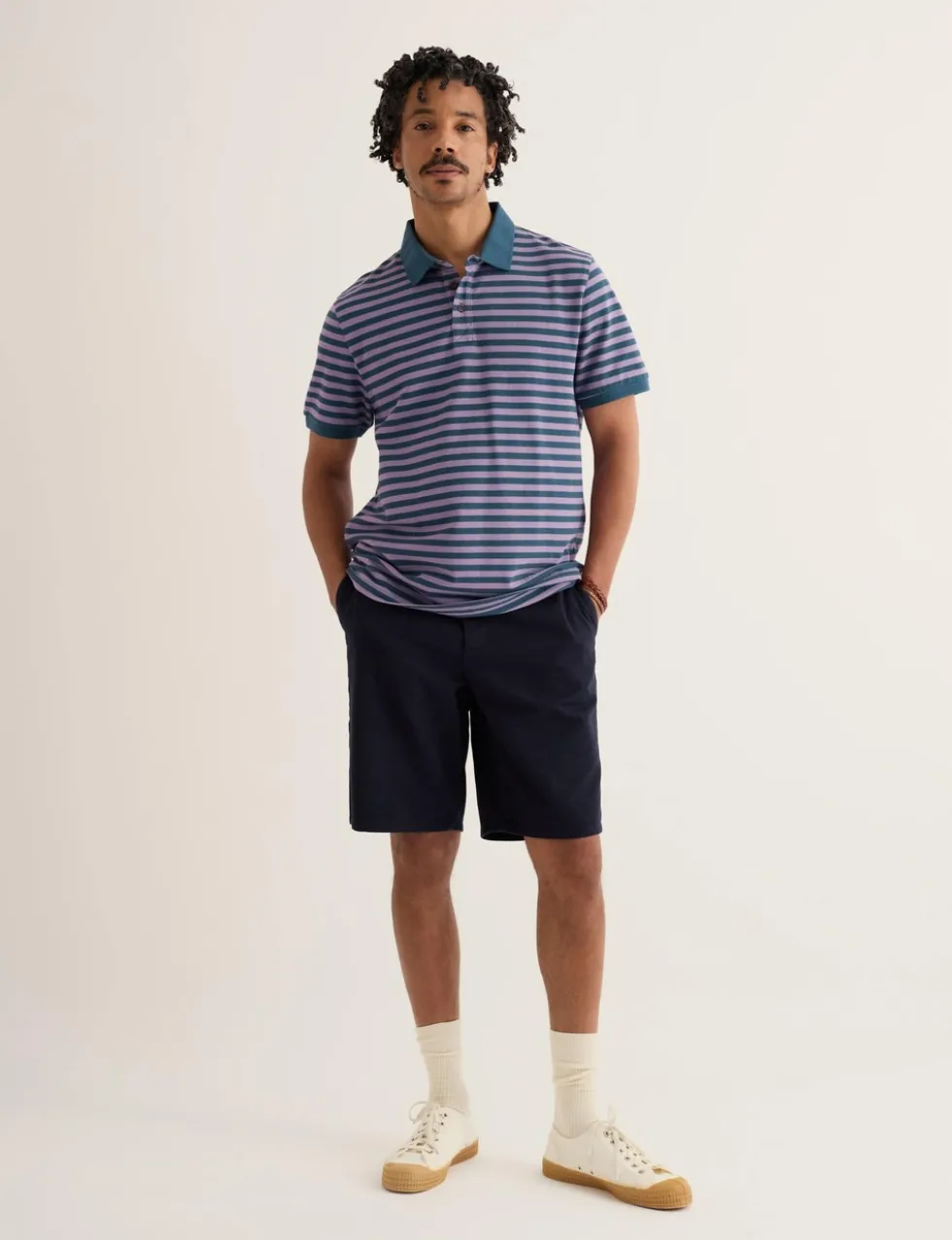 Pure Cotton Pique Striped Polo Shirt