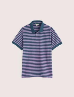 Pure Cotton Pique Striped Polo Shirt