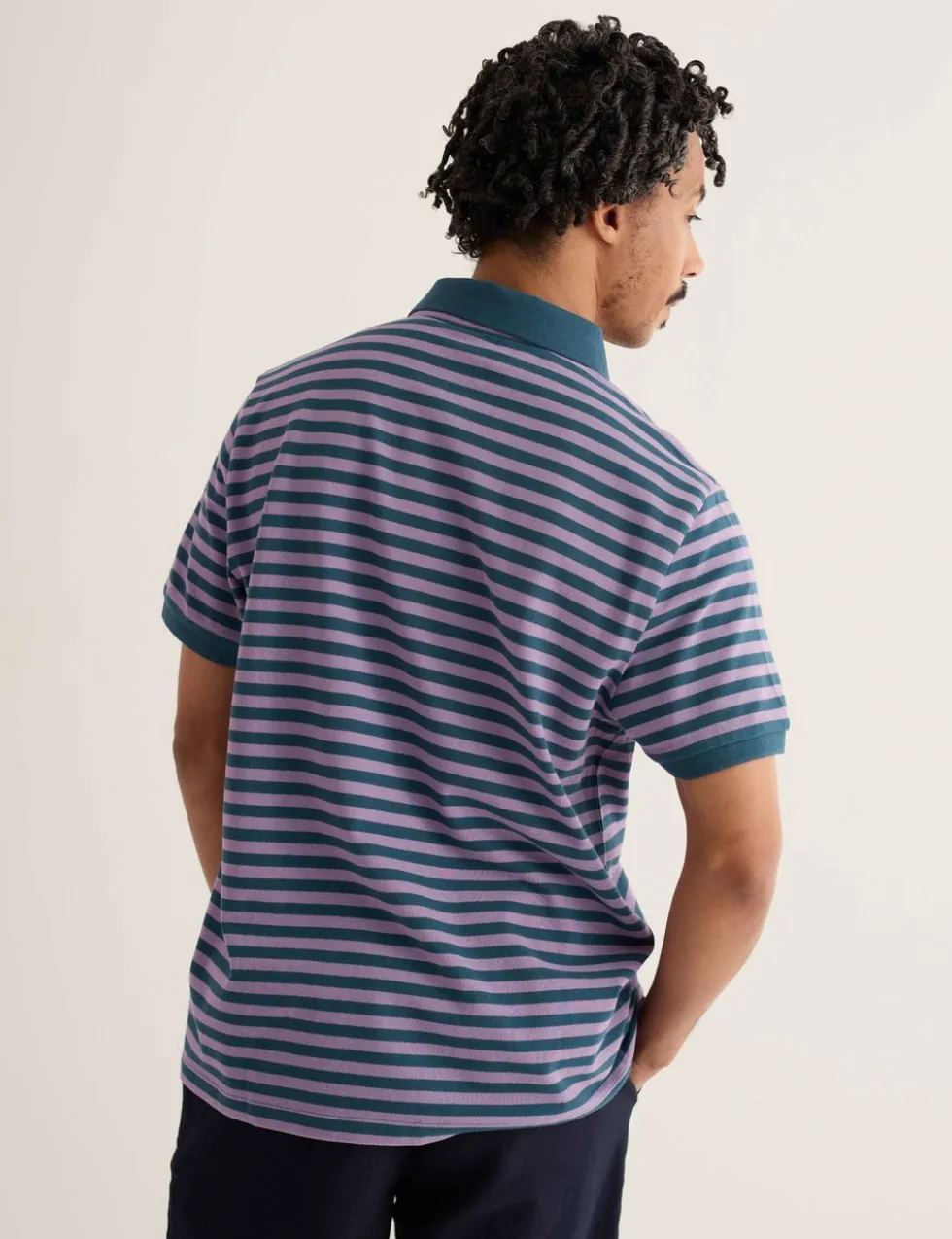 Pure Cotton Pique Striped Polo Shirt