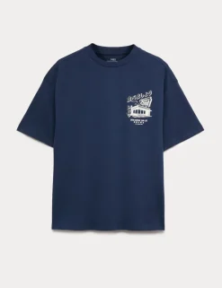 Pure Cotton Pizza Diner Graphic T-Shirt (6-16 Yrs)