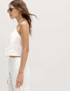 Pure Cotton Placement Cutwork Beach Top