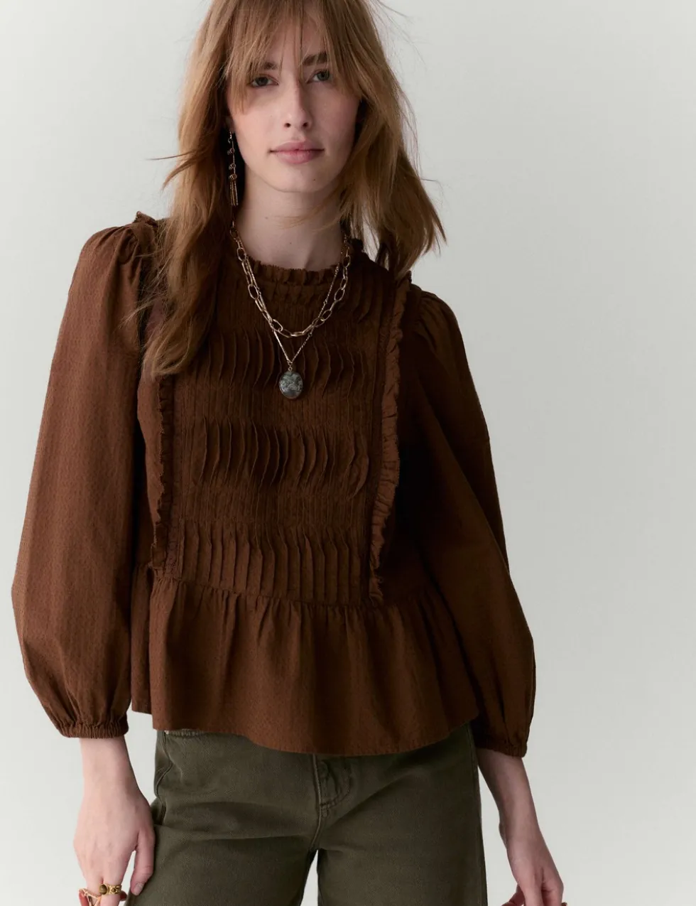 Pure Cotton Pleat Front Blouse