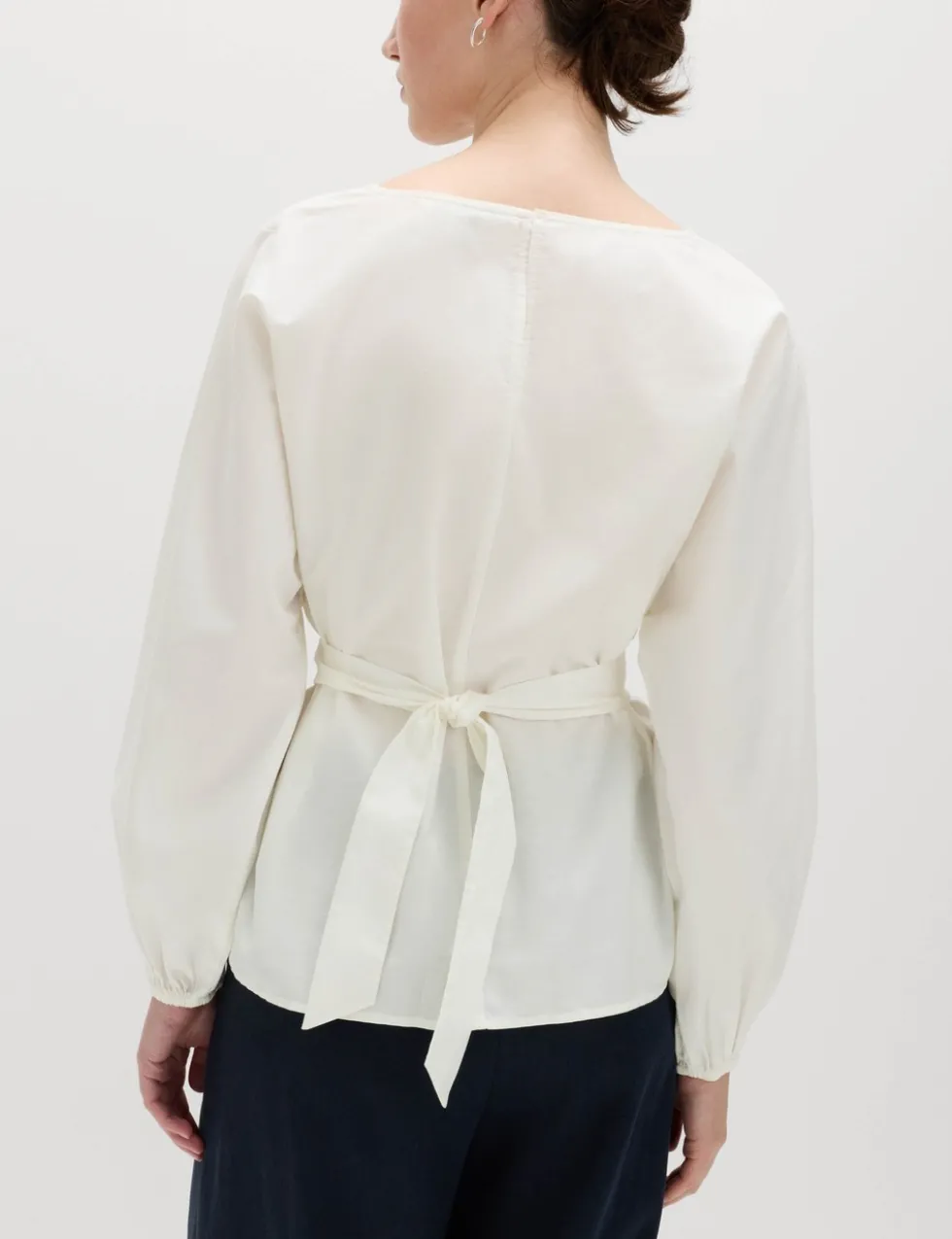 Pure Cotton Pleat Tie Detail Blouse