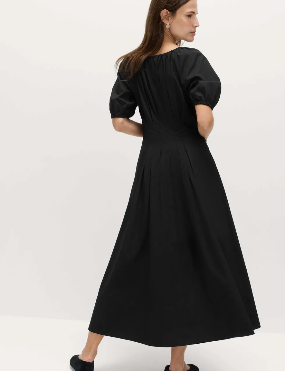 Pure Cotton Pleated Midi Waisted Tea Dress