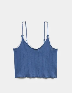 Pure Cotton Pointelle Cami Pyjama Top