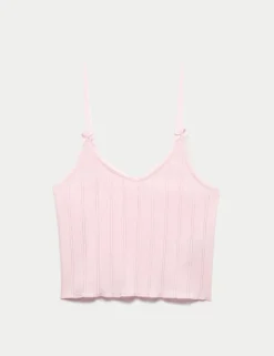 Pure Cotton Pointelle Cami Pyjama Top