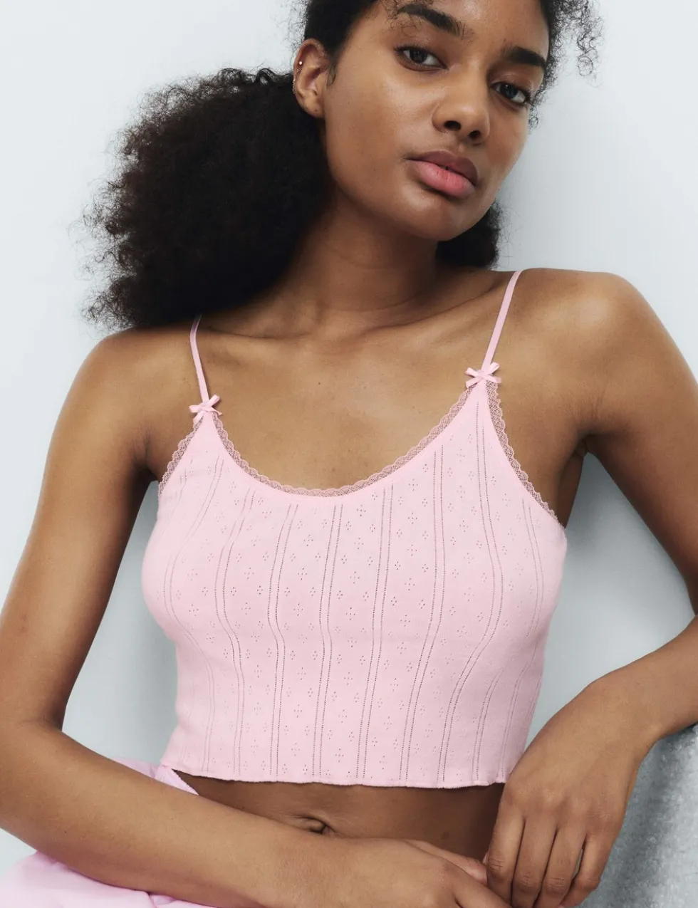 Pure Cotton Pointelle Cami Pyjama Top