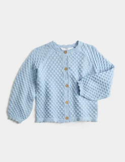 Pure Cotton Pointelle Cardigan (2-8 Yrs)
