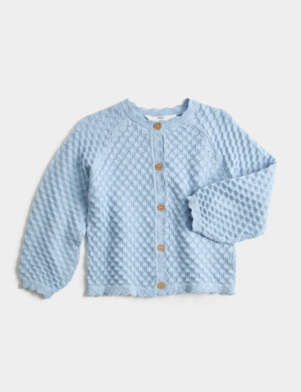 Pure Cotton Pointelle Cardigan (2-8 Yrs)