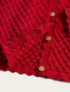 Pure Cotton Pointelle Cardigan (2-8 Yrs)