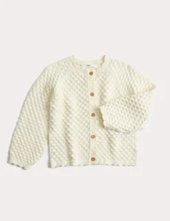 Pure Cotton Pointelle Cardigan (2-8 Yrs)