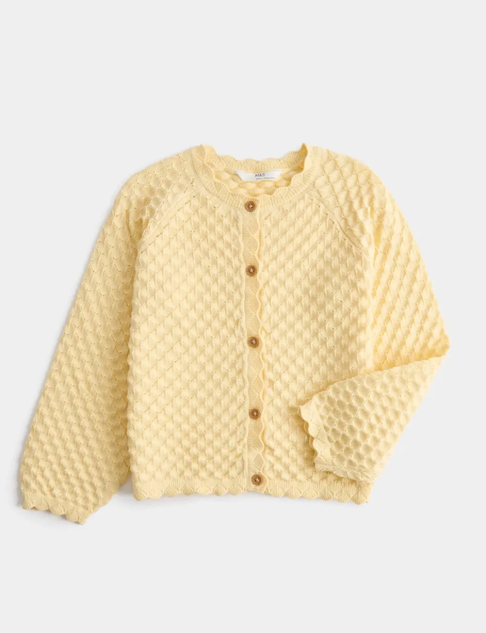 Pure Cotton Pointelle Cardigan (2-8 Yrs)