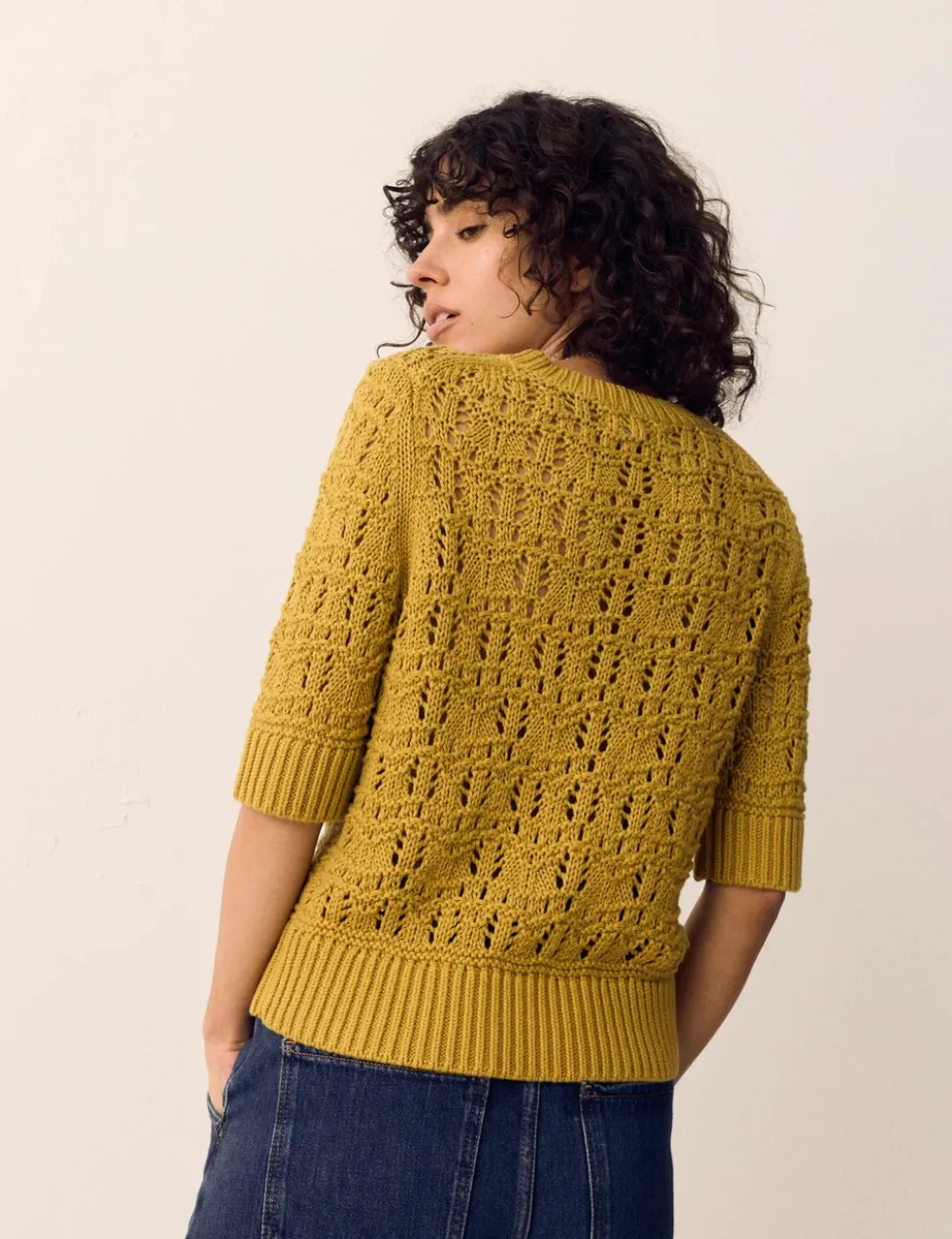 Pure Cotton Pointelle Knitted T-Shirt
