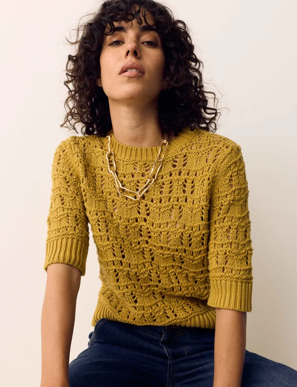 Pure Cotton Pointelle Knitted T-Shirt