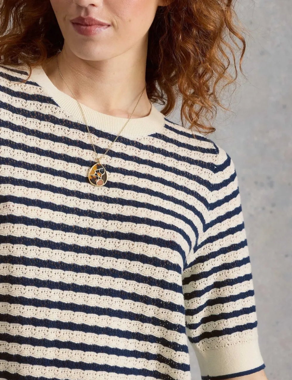 Pure Cotton Pointelle Knitted T-Shirt