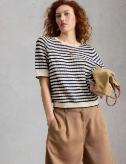 Pure Cotton Pointelle Knitted T-Shirt