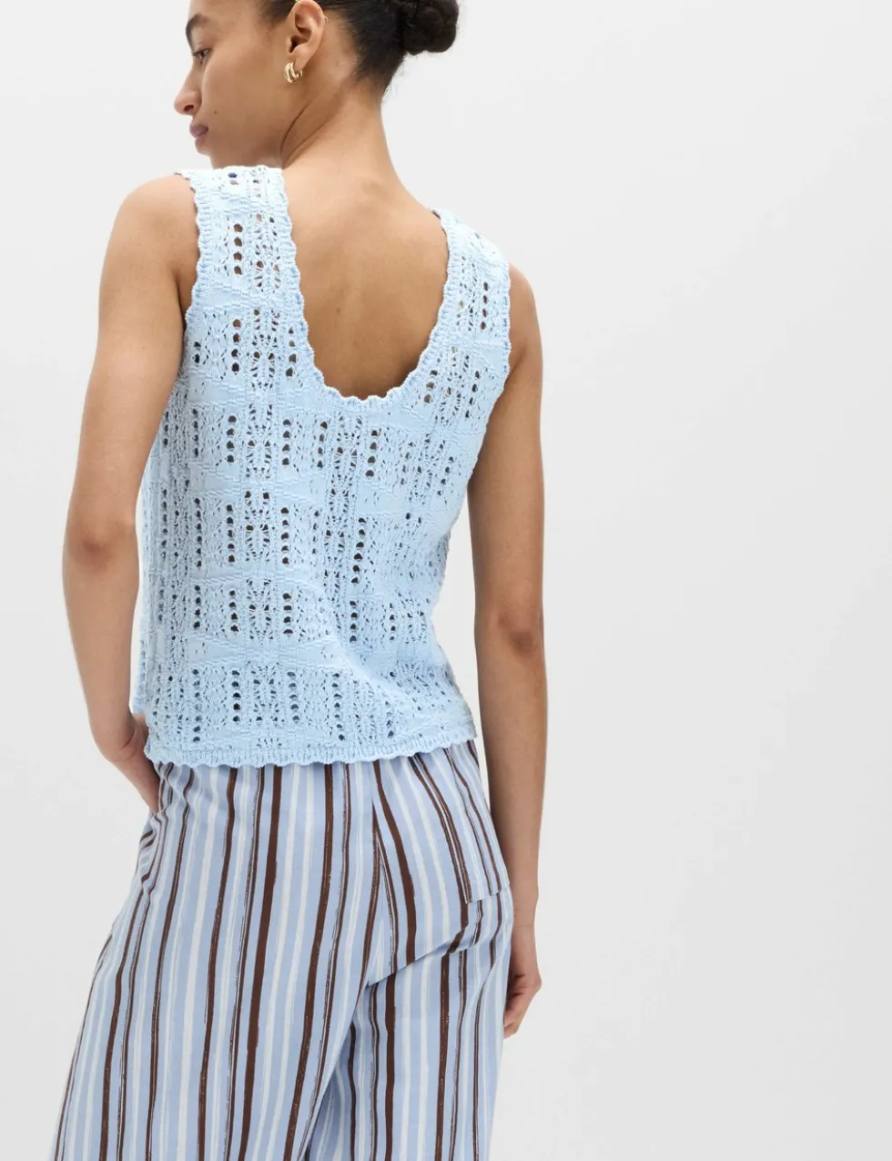 Pure Cotton Pointelle Knitted Vest