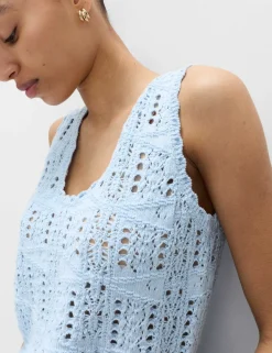Pure Cotton Pointelle Knitted Vest