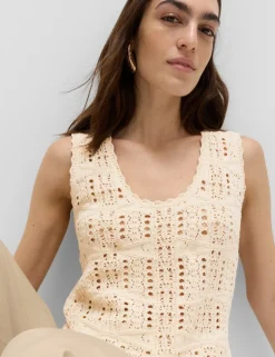 Pure Cotton Pointelle Knitted Vest