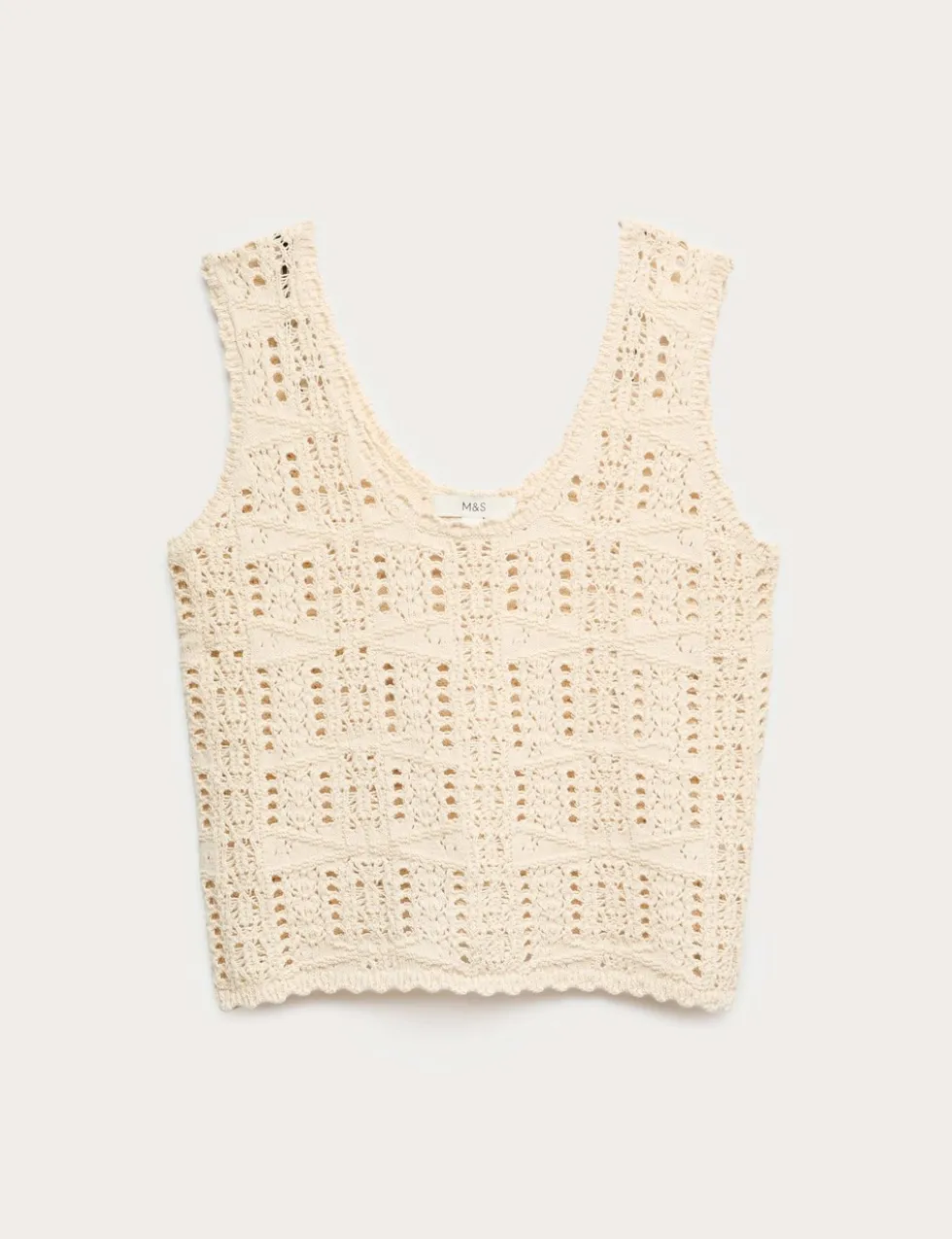 Pure Cotton Pointelle Knitted Vest