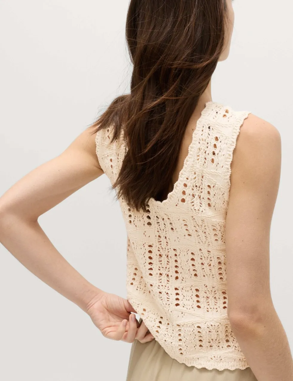 Pure Cotton Pointelle Knitted Vest