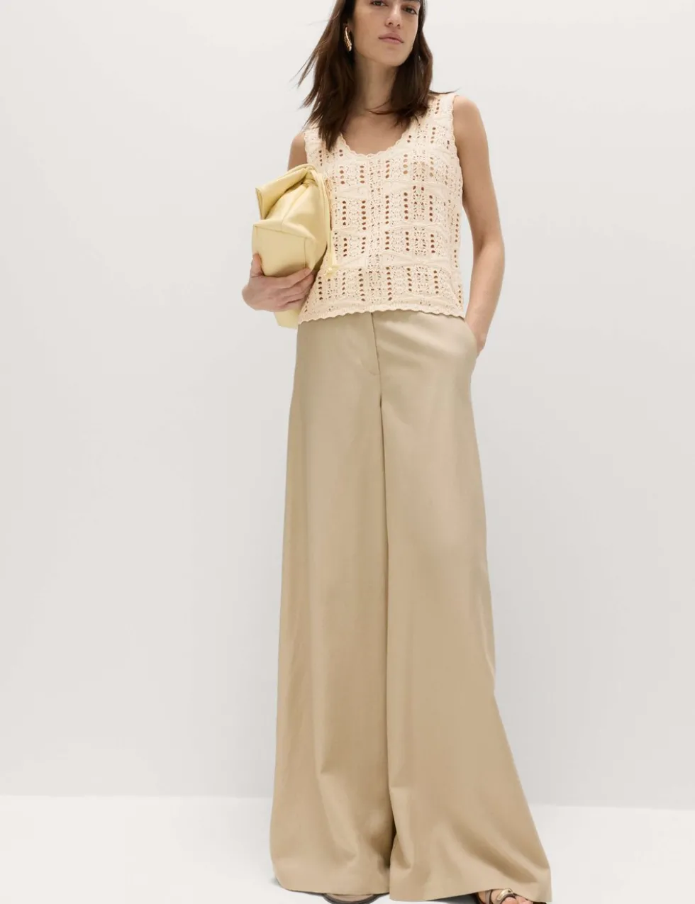 Pure Cotton Pointelle Knitted Vest