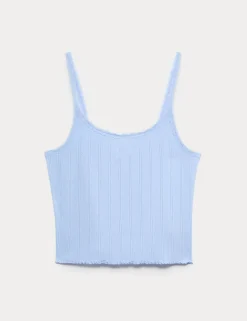 Pure Cotton Pointelle Lace Cami Pyjama Top