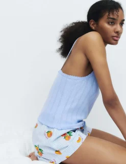 Pure Cotton Pointelle Lace Cami Pyjama Top