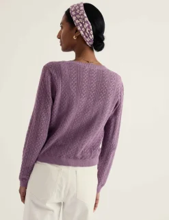 Pure Cotton Pointelle Relaxed Cardigan