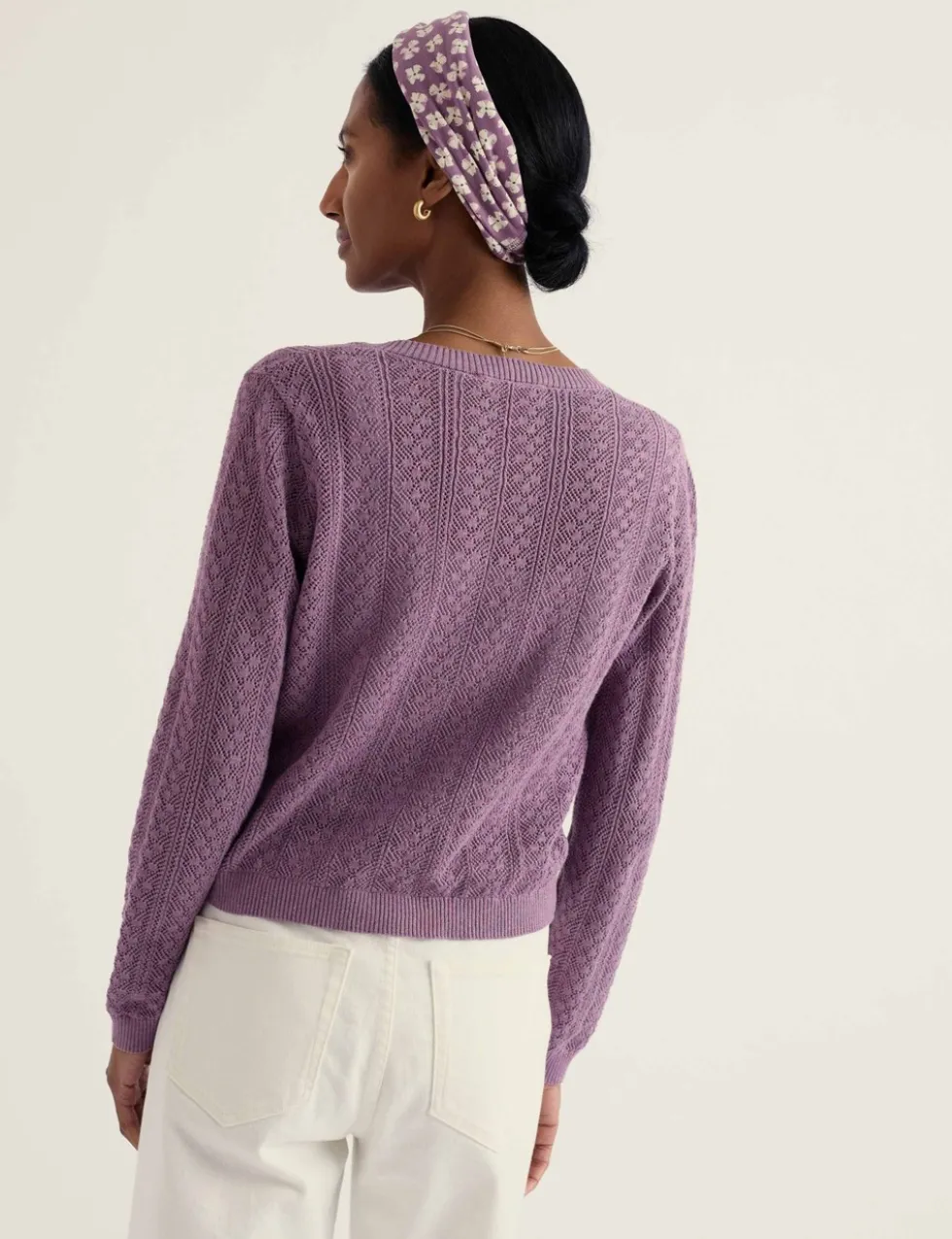 Pure Cotton Pointelle Relaxed Cardigan