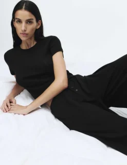 Pure Cotton Pointelle Wide Leg Pyjama Bottoms