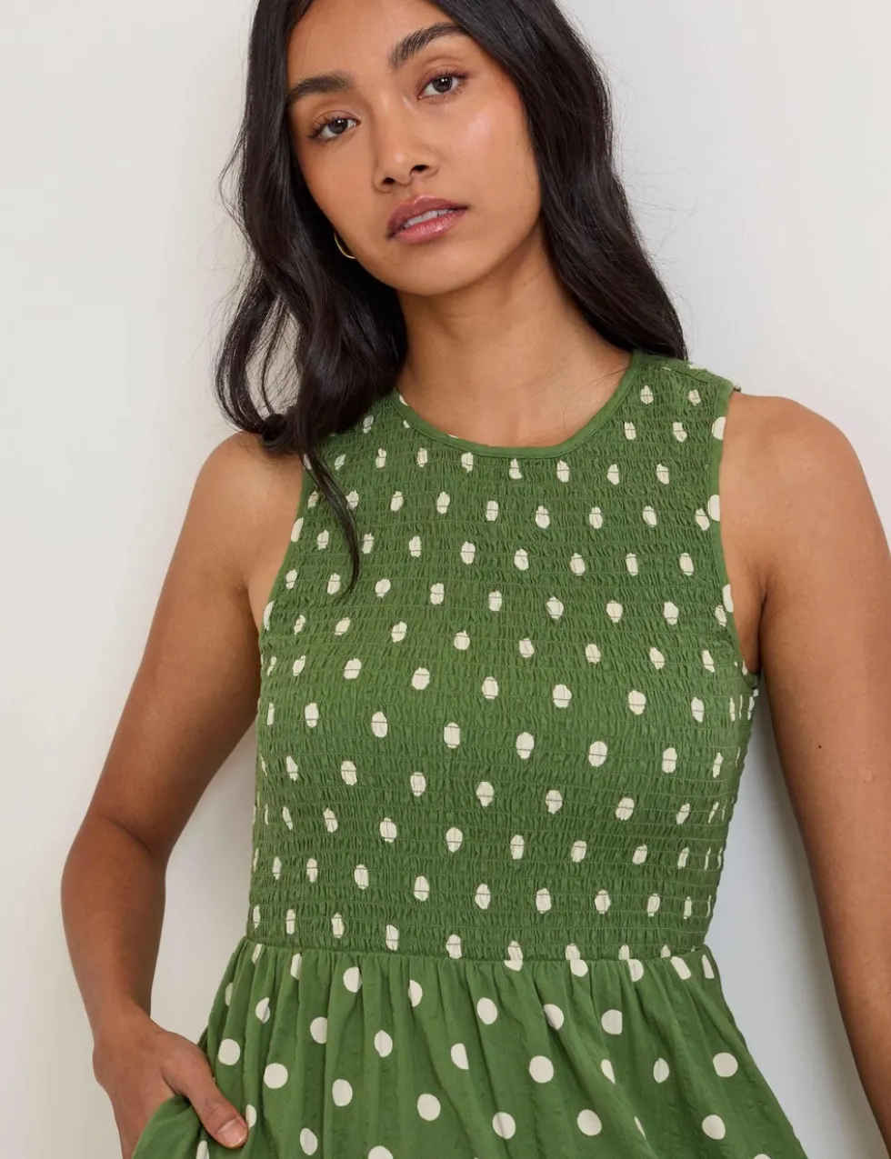 Pure Cotton Polka Dot Midaxi Tiered Dress
