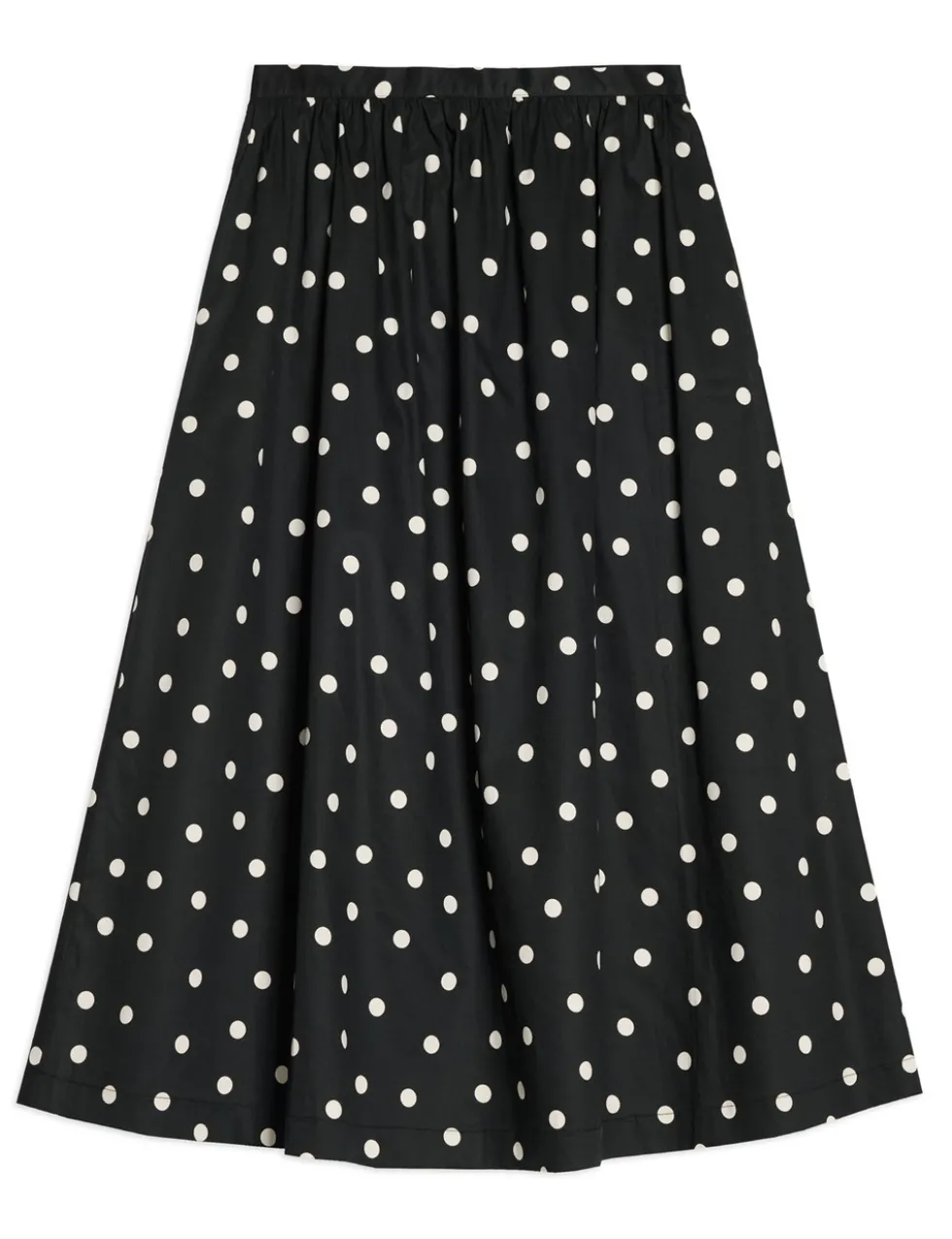 Pure Cotton Polka Dot Midi A-Line Skirt