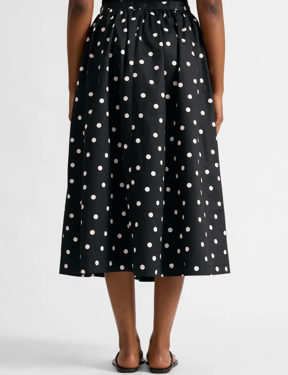 Pure Cotton Polka Dot Midi A-Line Skirt