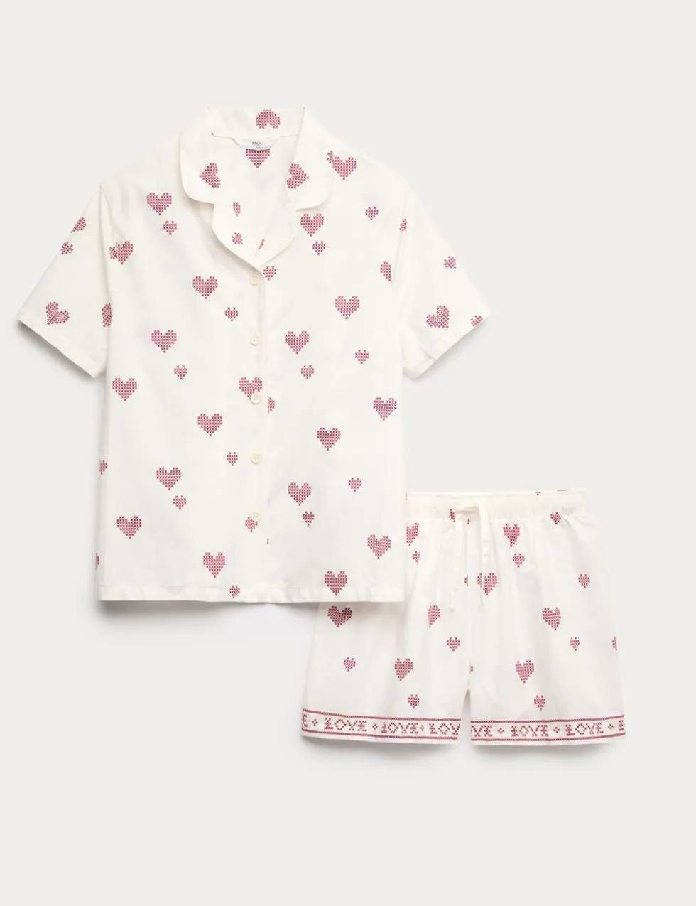 Pure Cotton Poplin Heart Revere Pyjamas (6-16 Yrs)