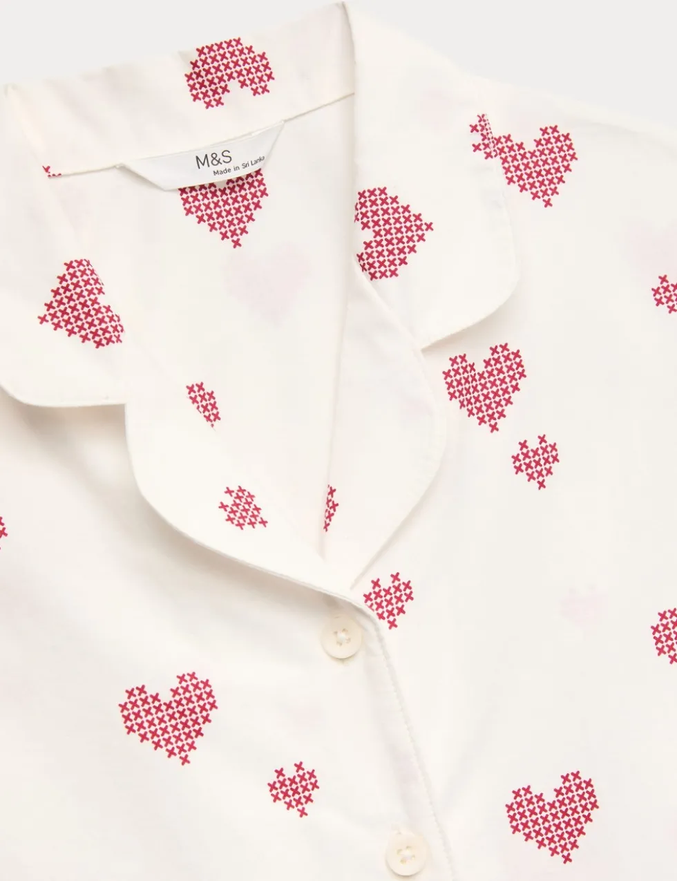 Pure Cotton Poplin Heart Revere Pyjamas (6-16 Yrs)