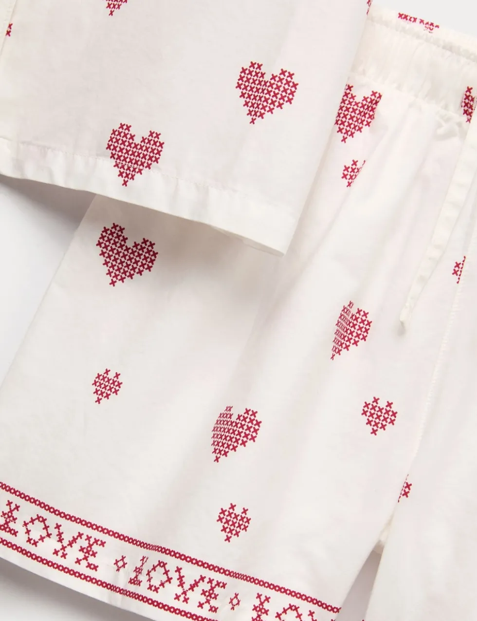 Pure Cotton Poplin Heart Revere Pyjamas (6-16 Yrs)