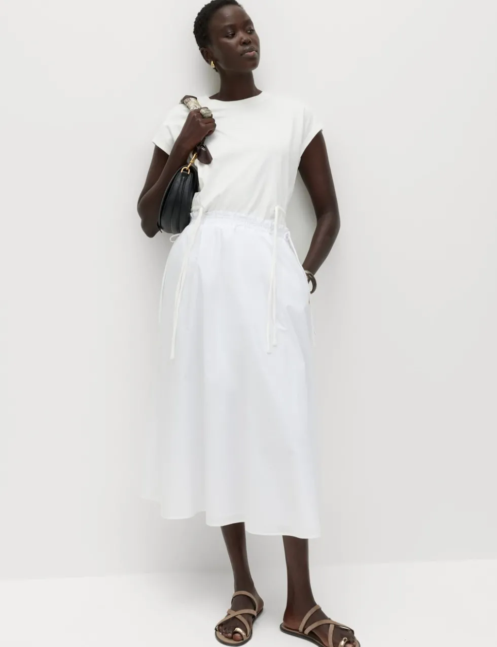 Pure Cotton Poplin Midi Skirt