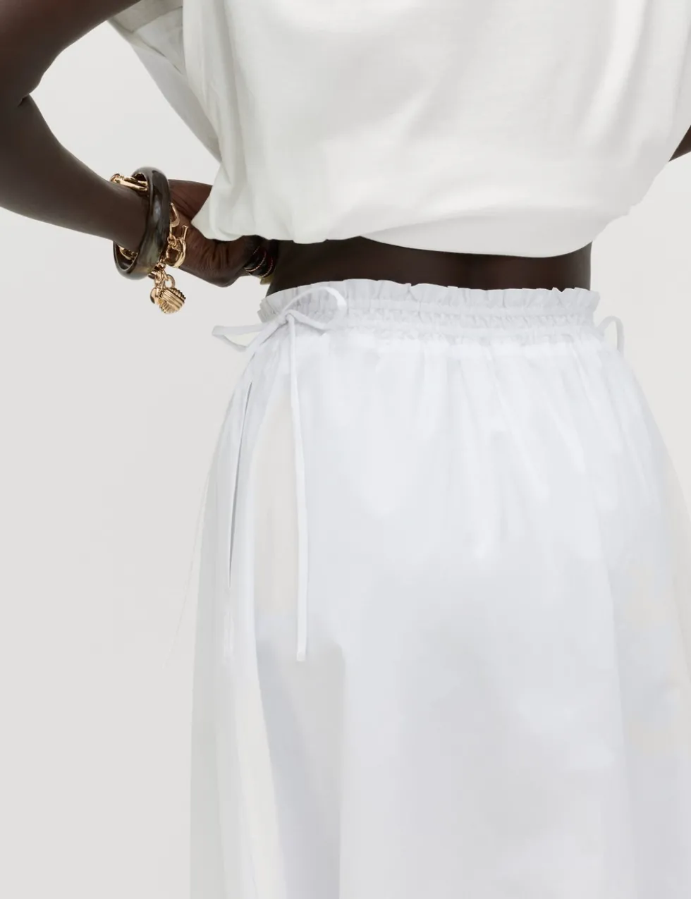 Pure Cotton Poplin Midi Skirt